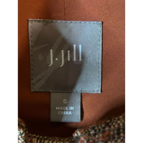 J. Jill Brown Orange Size Small Boucle Asian Collar Mid Length Swing Jacket Twee - Picture 5 of 8